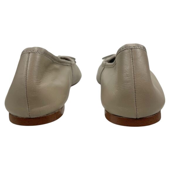 Mango MNG Leather Ballet Flats with Bow Detail Beige Size 38/US 7.5 - Picture 6 of 12